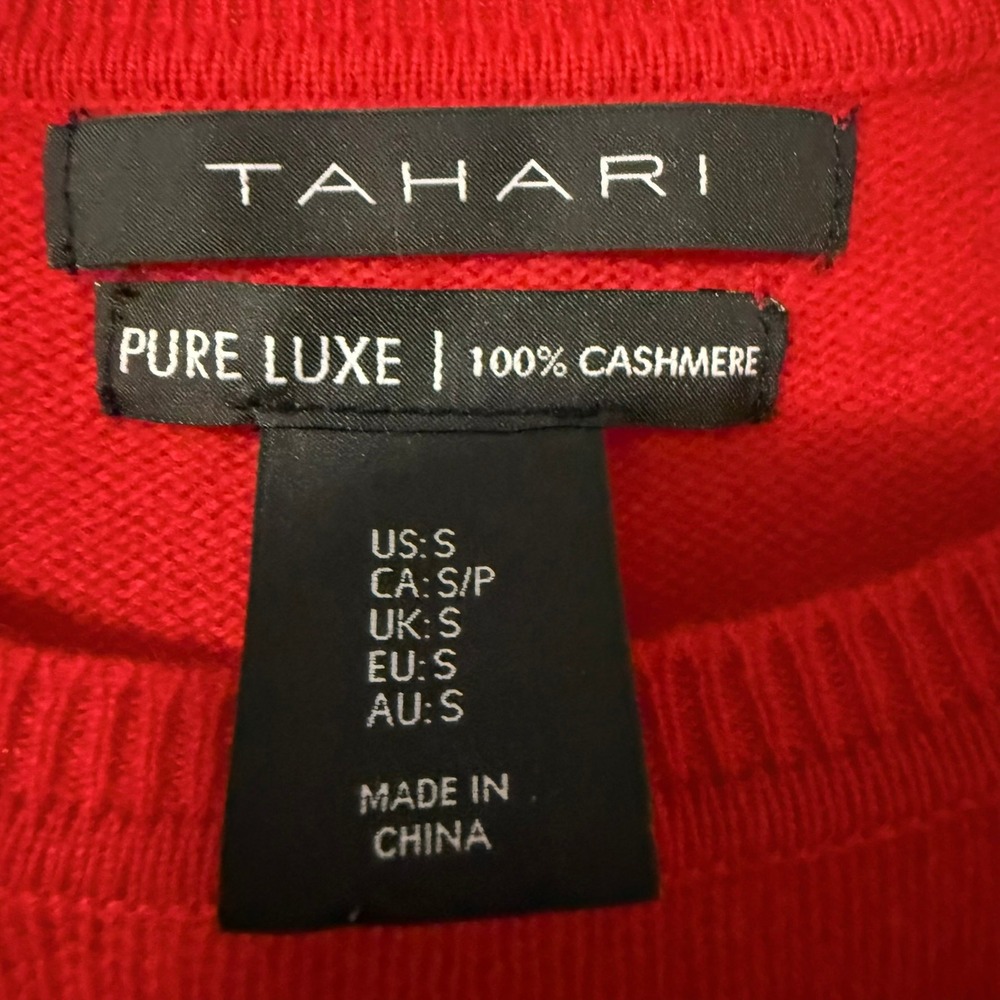 Tahari Pure Luxe Red 100% Cashmere Crewneck Sweater Women's Small - Picture 6 of 9